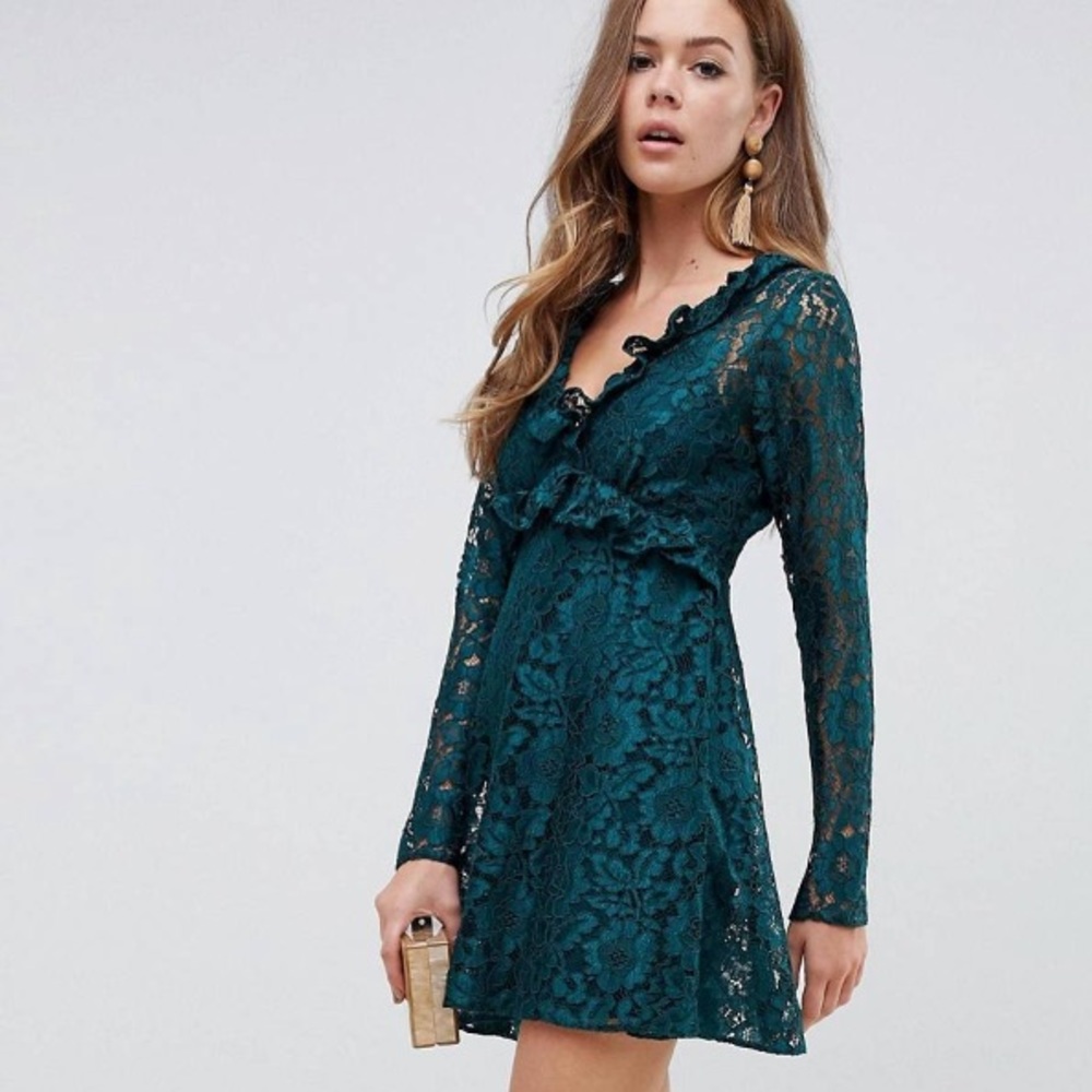 ASOS DESIGN Lace V Neck Dress